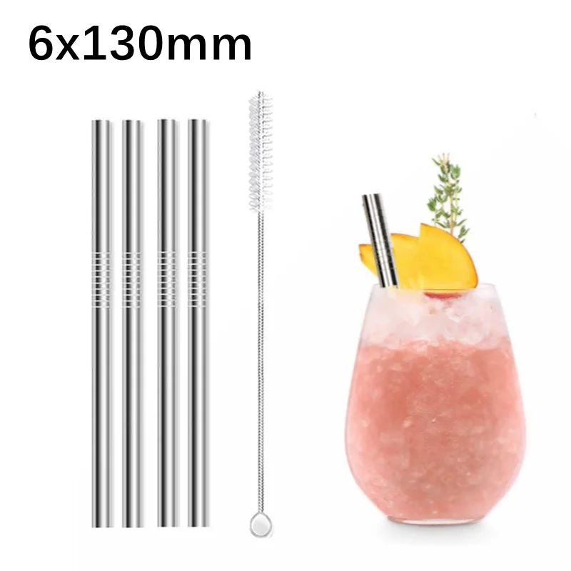 4pcs Short Straws for Kids Drinking Bottle 304 Stainless Steel Straws Eco-frinedly Reusable Metal Straws for Cocktail Glass Cup