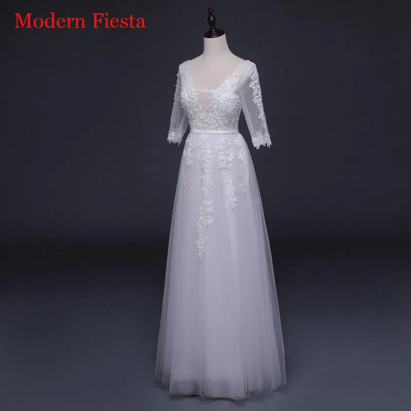 Lace Appliques beads Wedding Dress Robe De Mariee suknia ślubna Vestido Longue Formal Simple Bride To Be Vestido De Novia MF0075