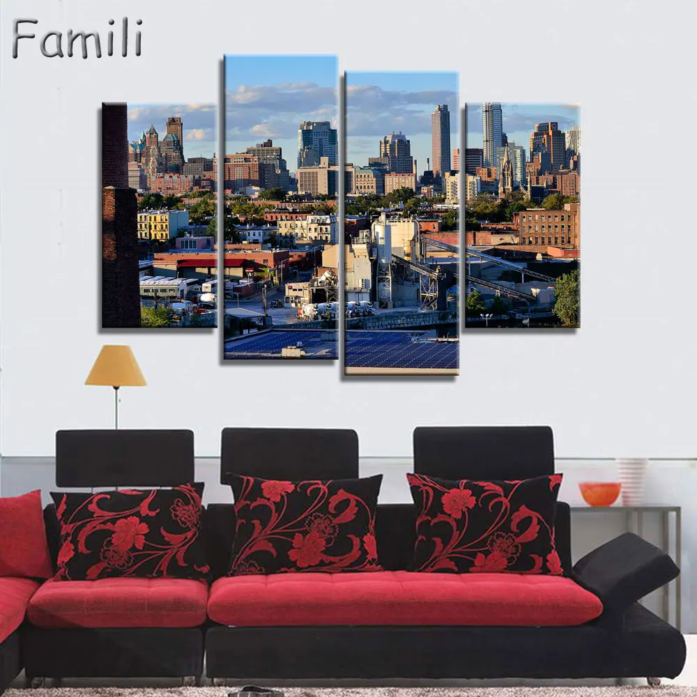 

4 шт. Пантеры на стену Художественная Картина на холсте Нью-Йорк настенные картины для гостиной Декор для дома без рамки