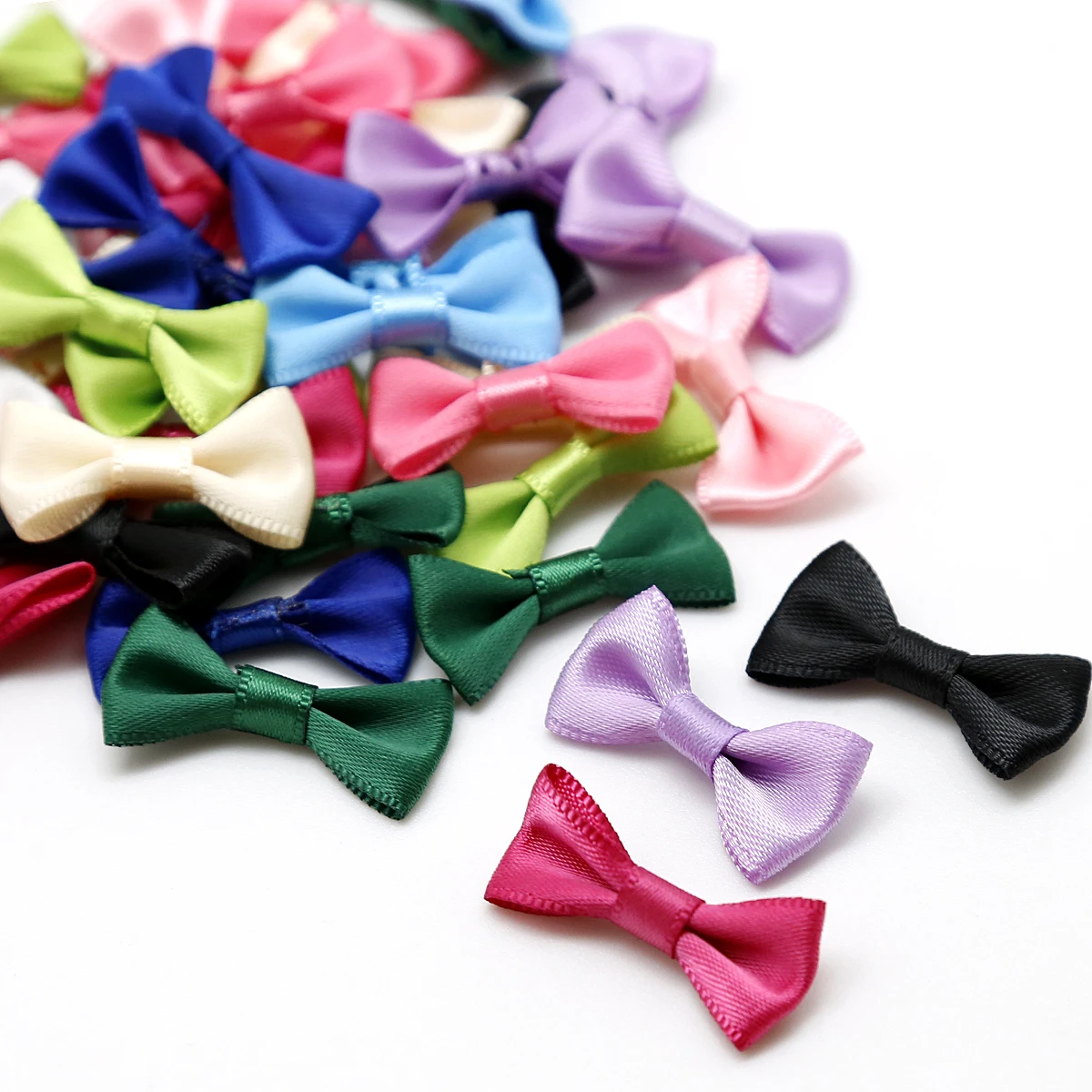 25 pçs 3x1.5cm mini fita de cetim arco bowknot para o casamento arco telha decoração diy costura vestuário scrapbooking artesanato suprimentos