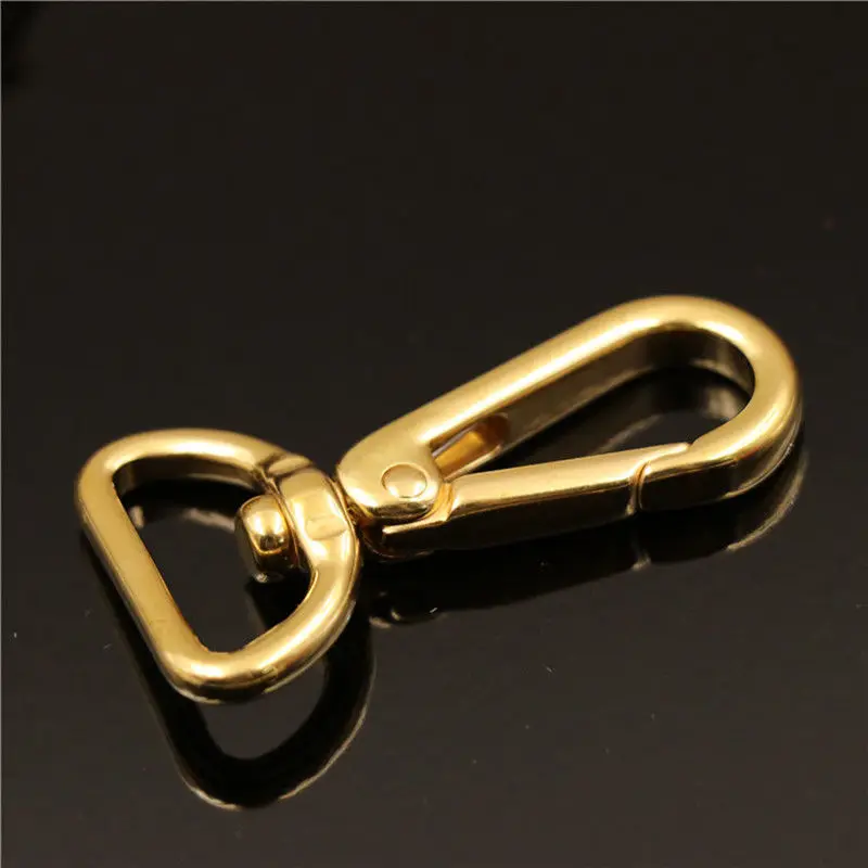 2Pcs Solid Brass Snap Hooks Swivel Eye Trigger Clips Metal Buckles Leather Crafat Luggage Bag Keychain Dog Collar Lobster Clasps