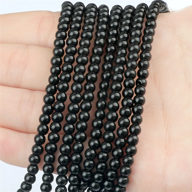 Shiny Black Obsidian Natural Stones 10/8/6/4mm Loose Beads For DIY Bracelets Necklace Beaded Jewelry Making Accessoriy Wholesale