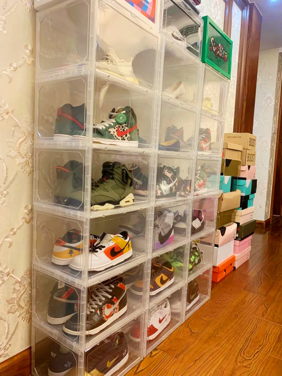 

SUPER BIG AJ Sneakers Box Basketball Shoes Box Stackable Display Cabinet Storage Box Detachable Dustproof AJShoe Rack Organizer