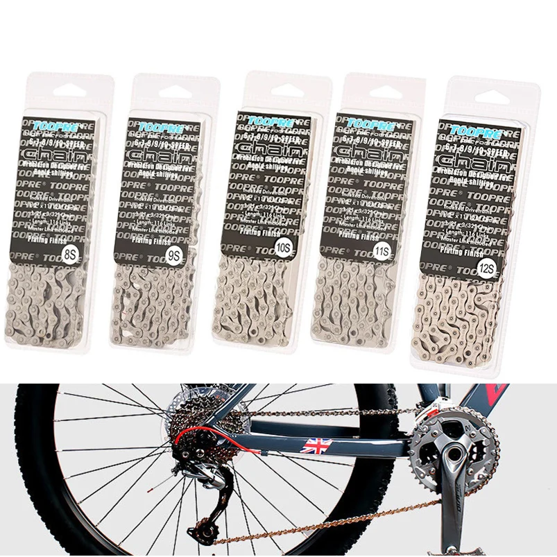 Bike Bicycle Chain 8 9 10 11 12 Speed Velocidade 116 Links Plating Silver Bicycle Parts for MTB Mountain Bike 24 27 30 33 Speed