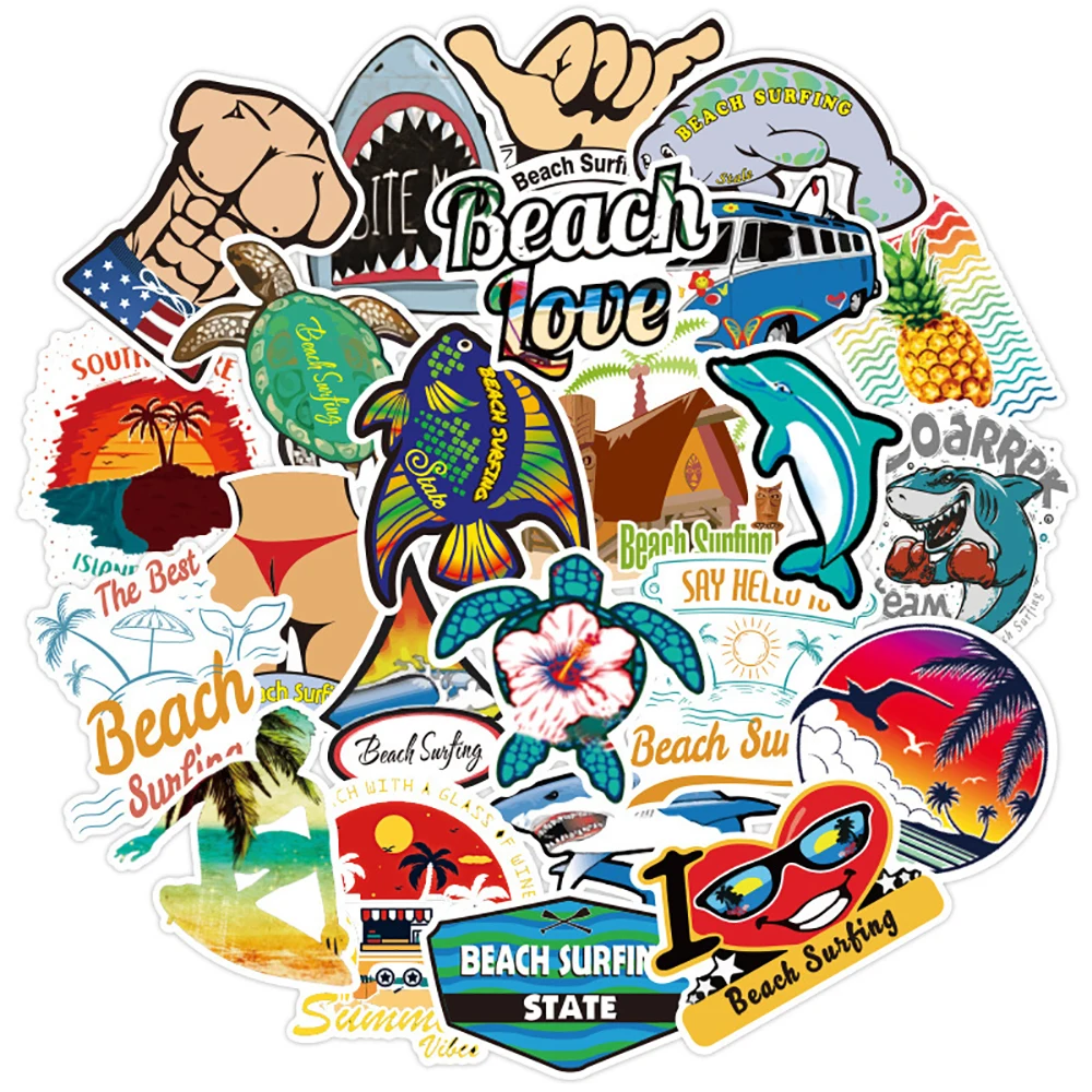 10/30/50/100PCS Beach Vacation Travel Graffiti Stickers Laptop Skateboard Luggage Waterproof Classic Kid Toy Cool Sticker Decal