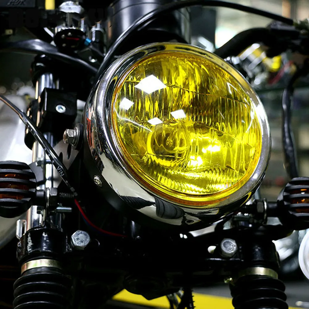 Retro Motorcycle 12v near and far glass Metal shell Halogen Headlight Head Lamp for CG125 Harley Cafe Racer  Lightings Accessori