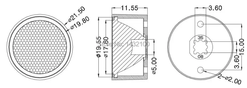 25degree-Diameter 21.5mm LED lens for CREE XPE|XTE,Luxeon T,SeoulZ5P LEDs(HX-CPM-25L)