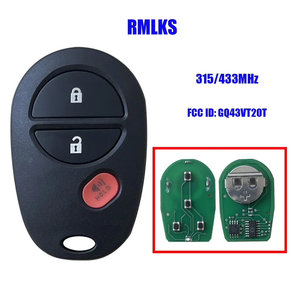 GQ43VT20T Car Key Control 315/433 Mhz 3/4 Buttons Remote Key Fob For Toyota Sienna Tundra Tacoma Sequoia Highlander