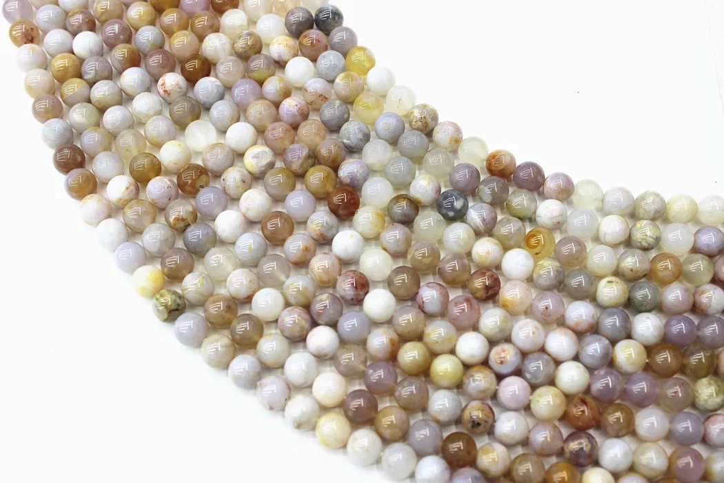 Natural Australia Ocean Fossils Agates Round Loose Beads Strand 4/6/8/10/12MM For Jewelry DIY Making Necklace Bracelet