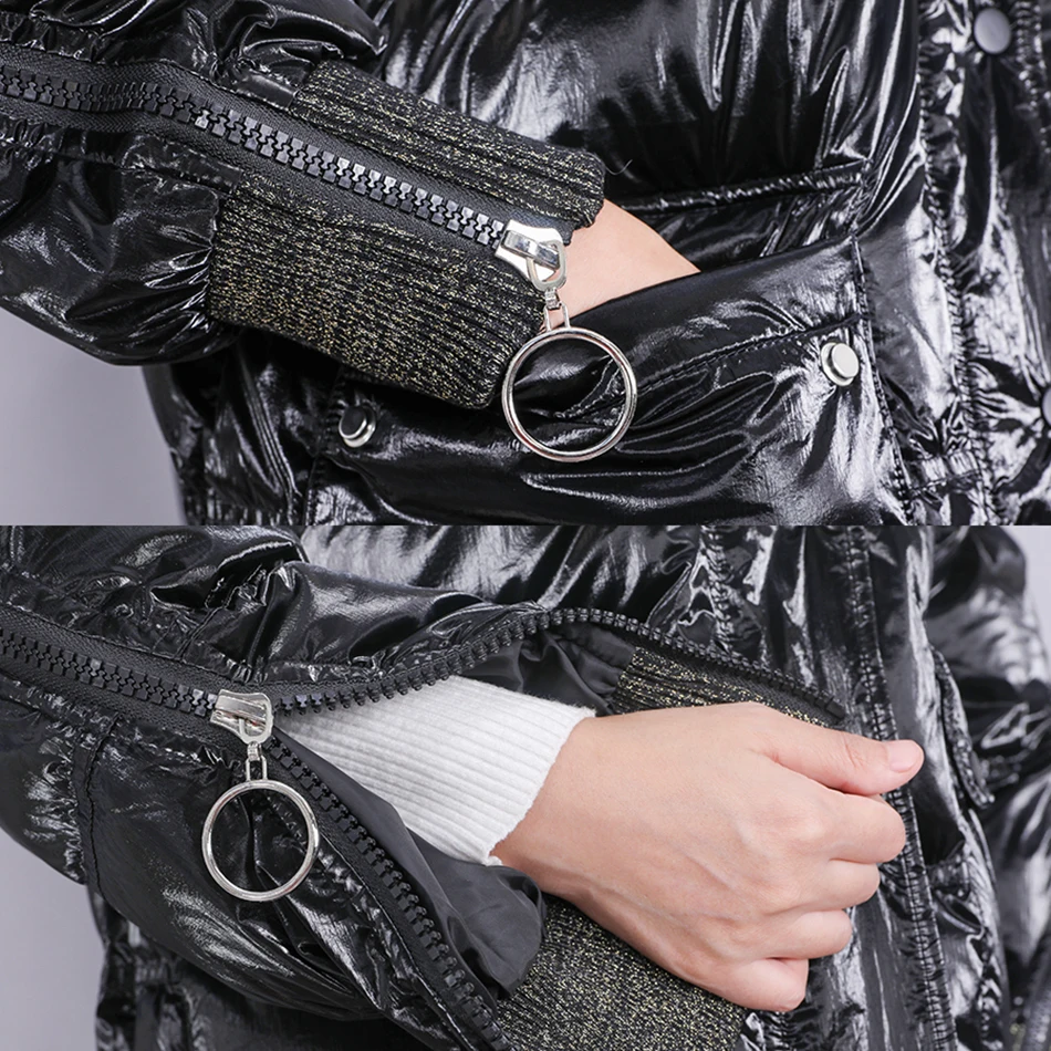 2020MMK Winter Jacket Women Real Fur Coat Parkas Duck Down Lining Coat Real Raccoon Fur Collar Warm Black Streetwear