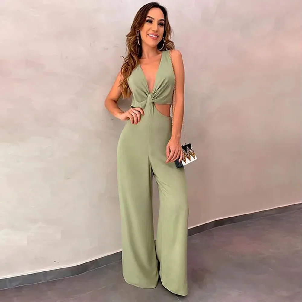 Rocwickline New Summer and Autumn Women's Jumpsuits Sexy & Club Solid Strapless Lace Draped Spaghetti Strap Elegant Jumpsuits