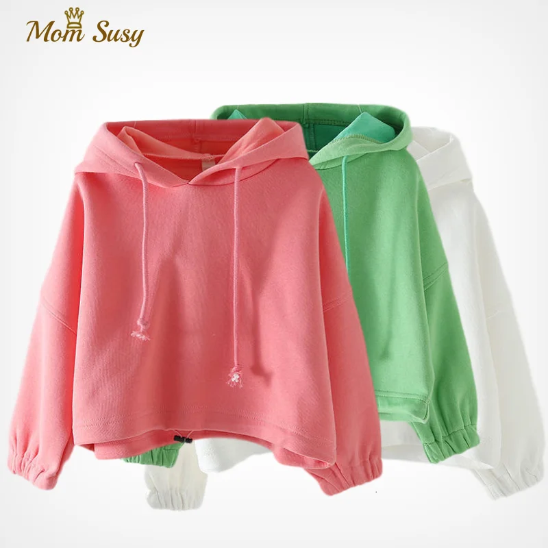 Fashion Baby Boy Girl Hoodie Short Bottom Tight Pink White Green Infant Toddler Kids Sweatshirt Top Solid Hooded Clothes 1-8Y