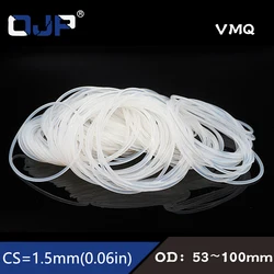 White Silicon Ring Silicone/VMQ O ring 1.5mm Thickness OD52/55/60/65/70/72/75/80/85/90/95/100mm O Ring Seal Rubber Gasket .-.