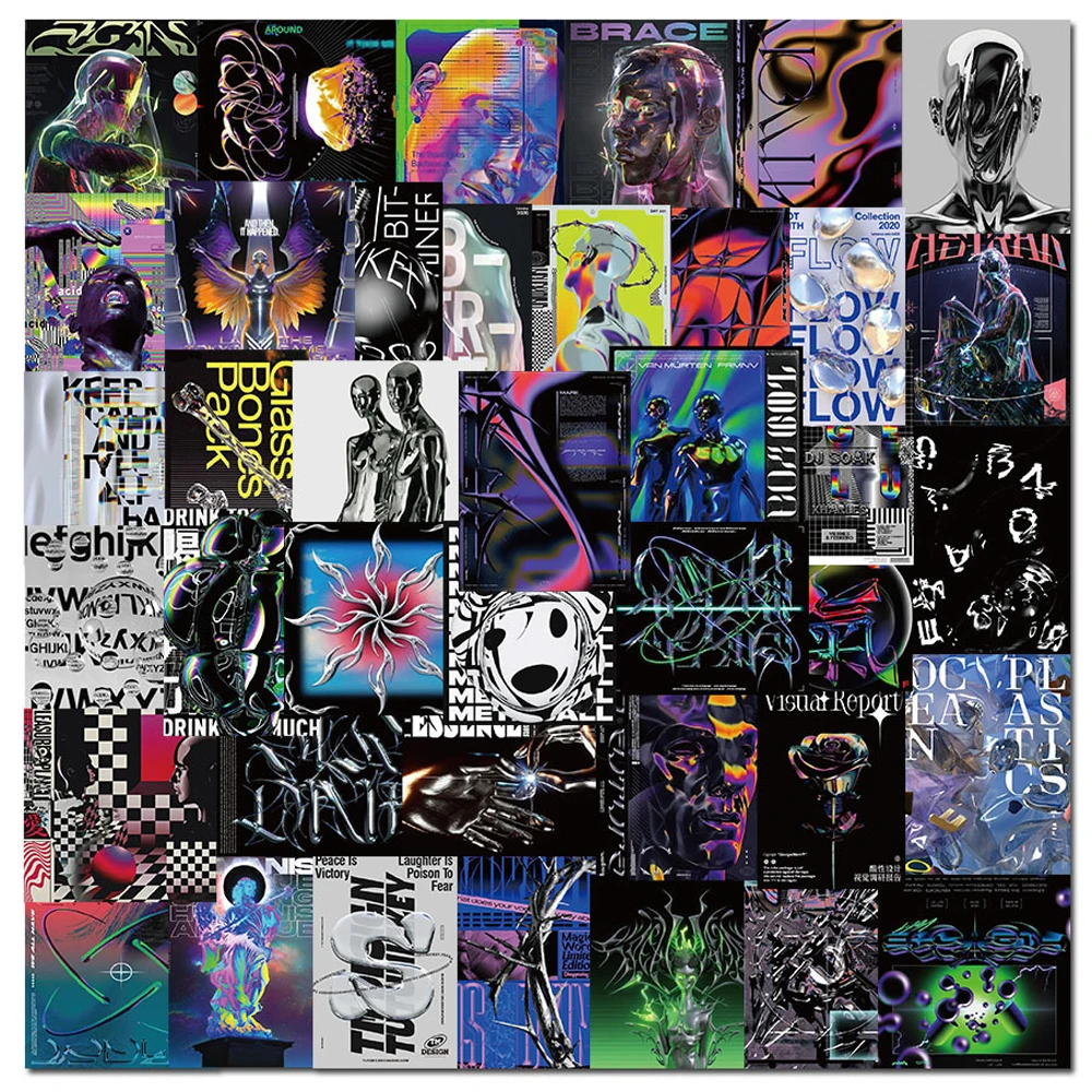 10/20/40PCS Acid Graphics Psychedelic Music Band Aesthetic Stickers Skateboard Laptop Guitar Car Motorcycle Cool Sticker Kid Toy
