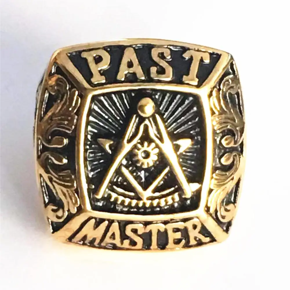 UJBOX Unique Men Master Masonic Rings Stainless Steel A G Symbol Freemason Ring Male Jewelry Gift US Size 7 to 13 R841G
