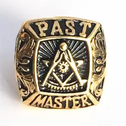 UJBOX Unique Men Master Masonic Rings Stainless Steel A G Symbol Freemason Ring Male Jewelry Gift US Size 7 to 13 R841G