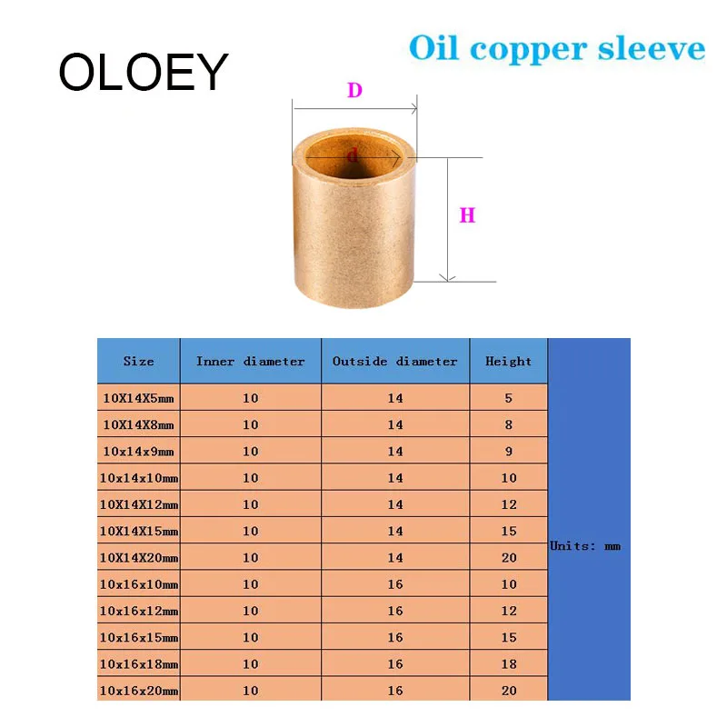 

2/3/4 шт., медная втулка, подшипник для масла, металлургия порошка, внутренний диаметр 10 мм, масляная втулка, медная втулка высокого качества
