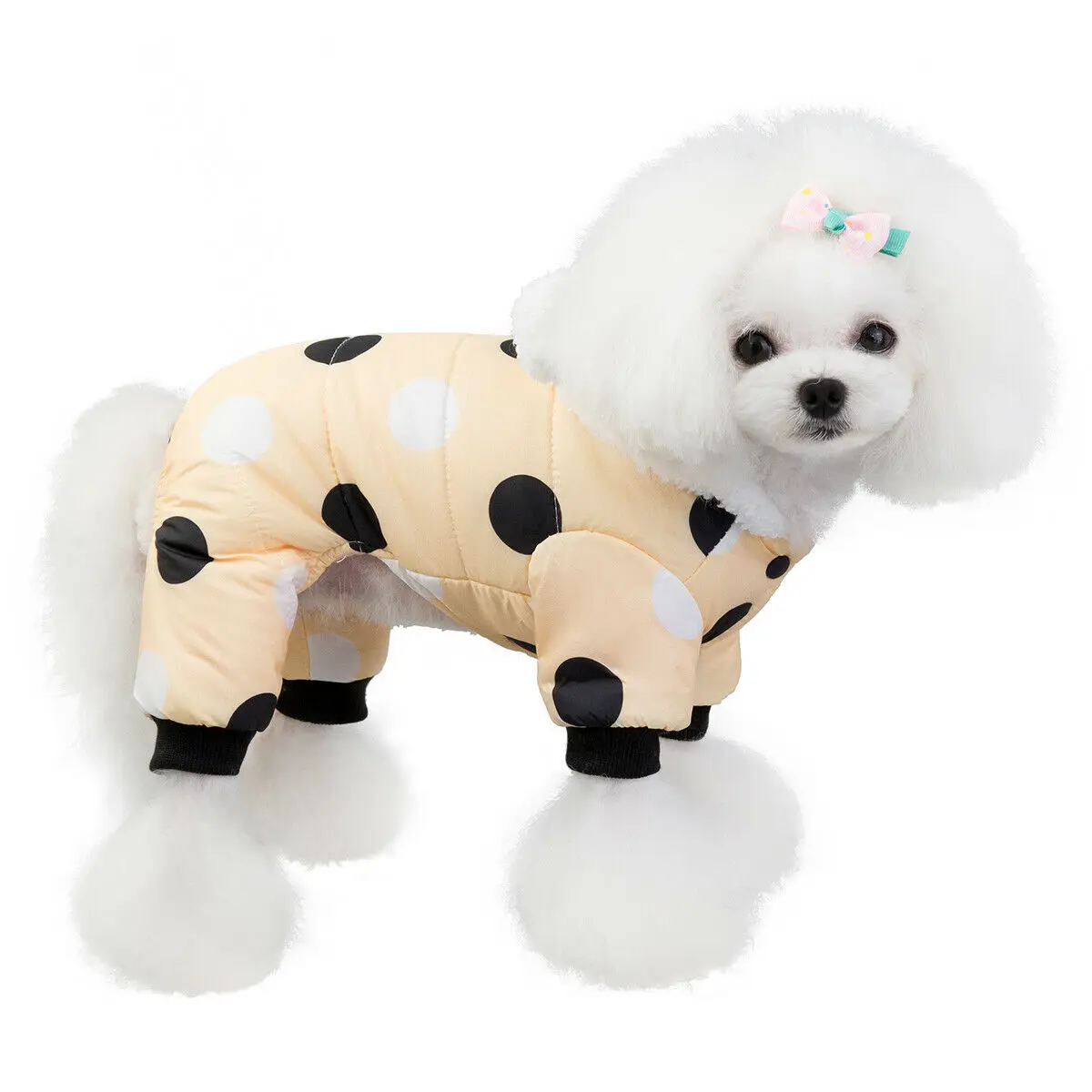 Dot Warm Pet Clothes for Dog Windproof Jackets Outdoor Fleece Hooded Coats Small Dog Winter Jumpsuit Clothing