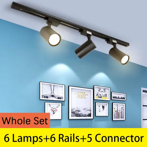 LED 트랙 조명 램프 전체 세트, 12 W, 20 W, 30 W, 40W 트랙 조명 시스템, 의류 상점용 LED 트랙 레일 스포트 라이트, 1m 0.5m 레일