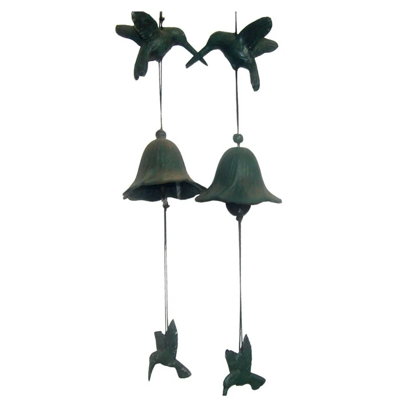 Southern Japanese Home Decor Garden Roof Cast Iron Hummingbird Wind Chimes Idyllic Yard Retro Hanging Pendant Ironware Wind Bell