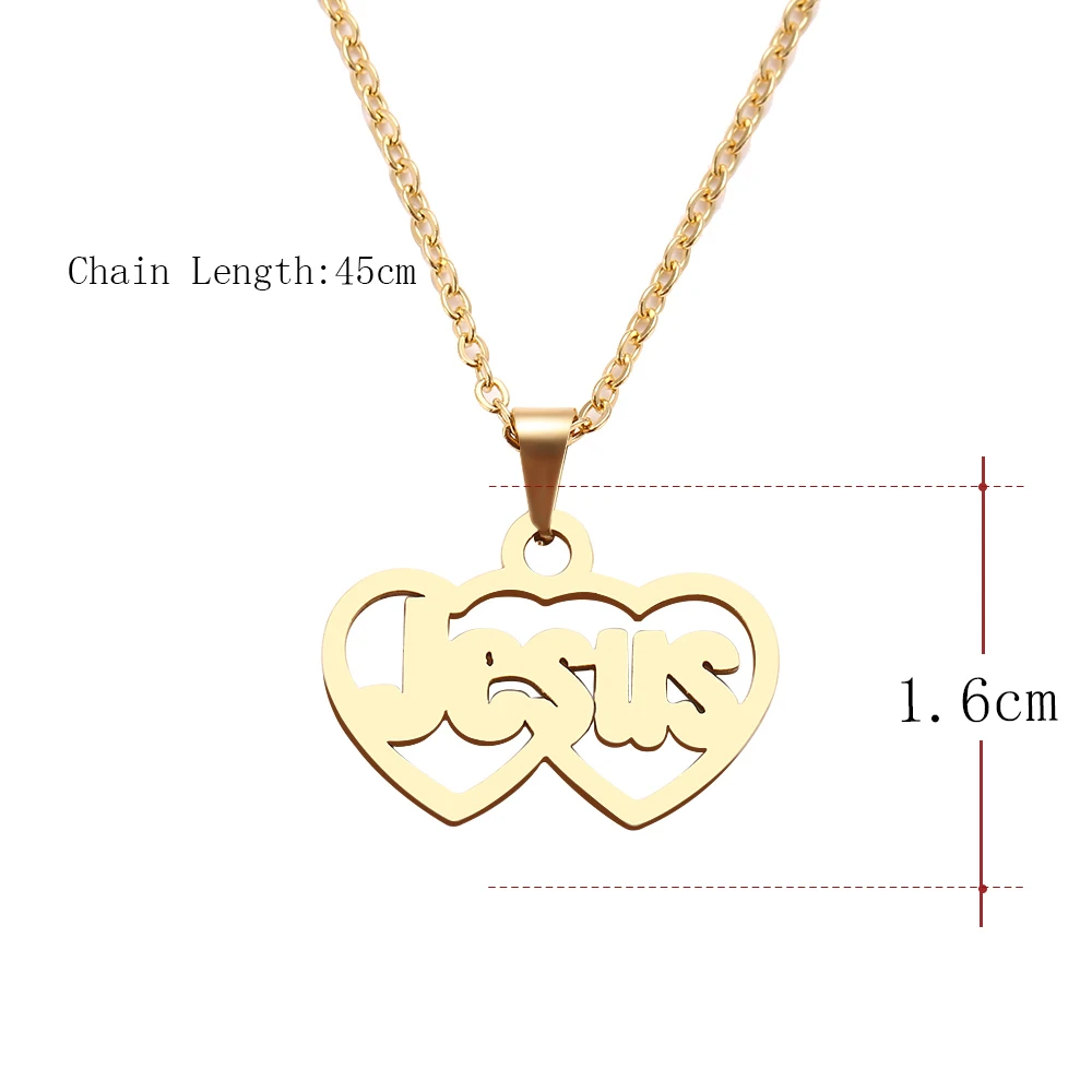 DOTIFI قلادة من الفولاذ المقاوم للصدأ للنساء رجل مزدوج القلب يسوع المختنق قلادة قلادة مجوهرات الخطوبة #6