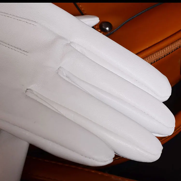 Men's Genuine Leather Real Leather Winter Warm White Ceremonial Short Gloves