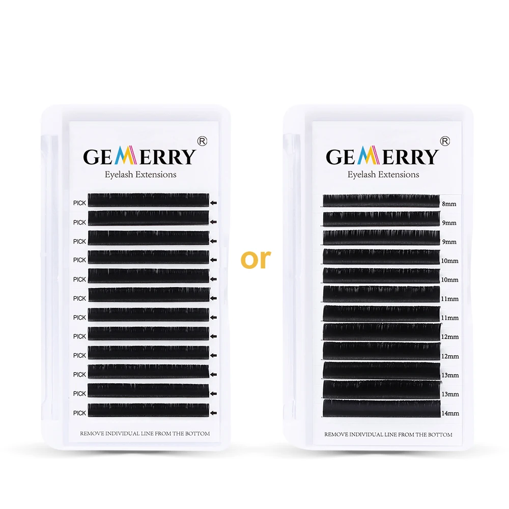 Gemerry All Size 10 Cases Flat Eyelash Faux Mink Eyelashes Extension Individual Eyelashes Artificial Fake False Eyelashes