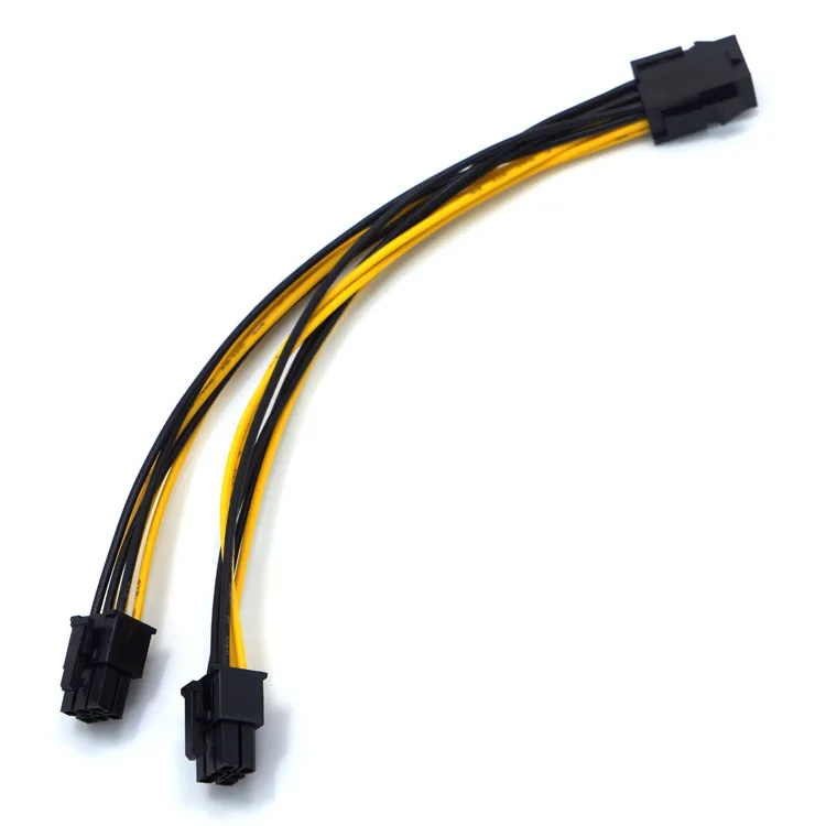 6Pin أنثى إلى ثنائي 6Pin ذكر PCI-E السلطة contte 6 دبوس إلى 2X6 دبوس 20AWG اللوحة الطاقة كابل إمداد الطاقة Y-الفاصل محول 20 سنتيمتر