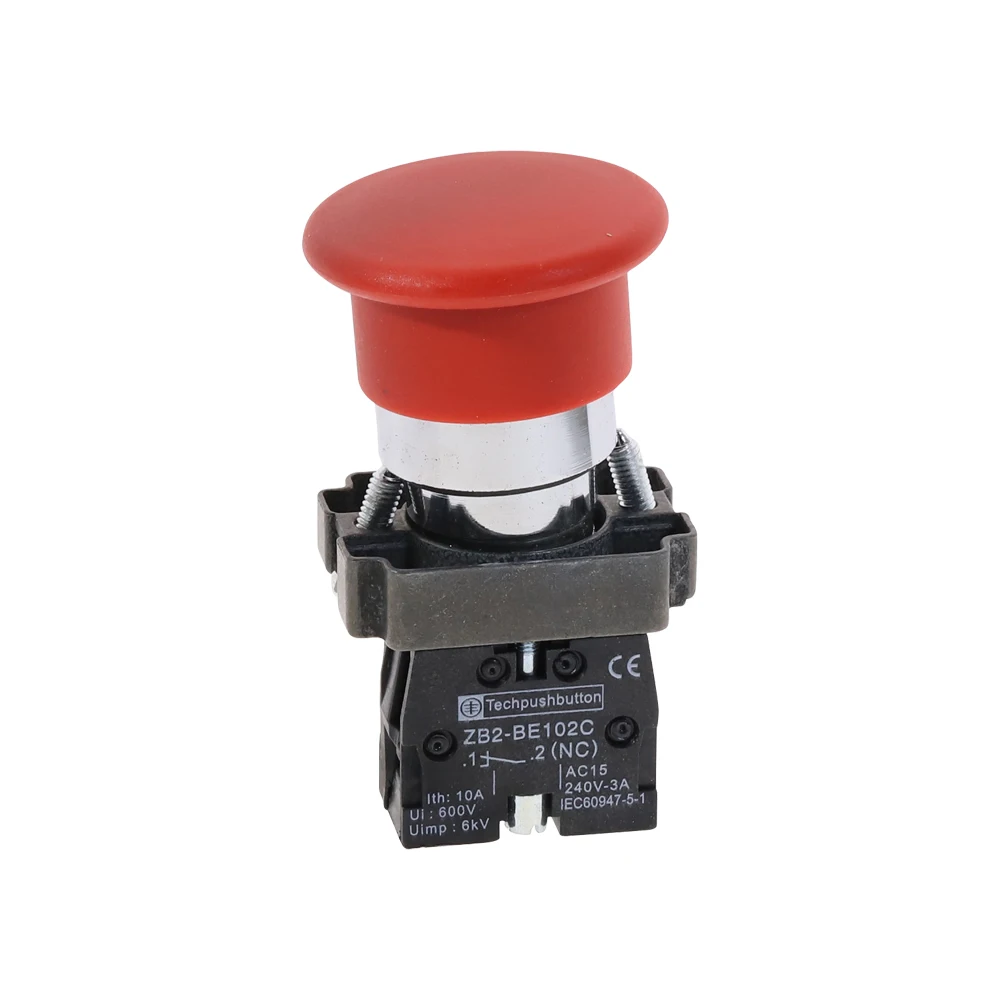 Red Sign Momentary Mushroom Push Button Switch 1 NC XB2-BC42