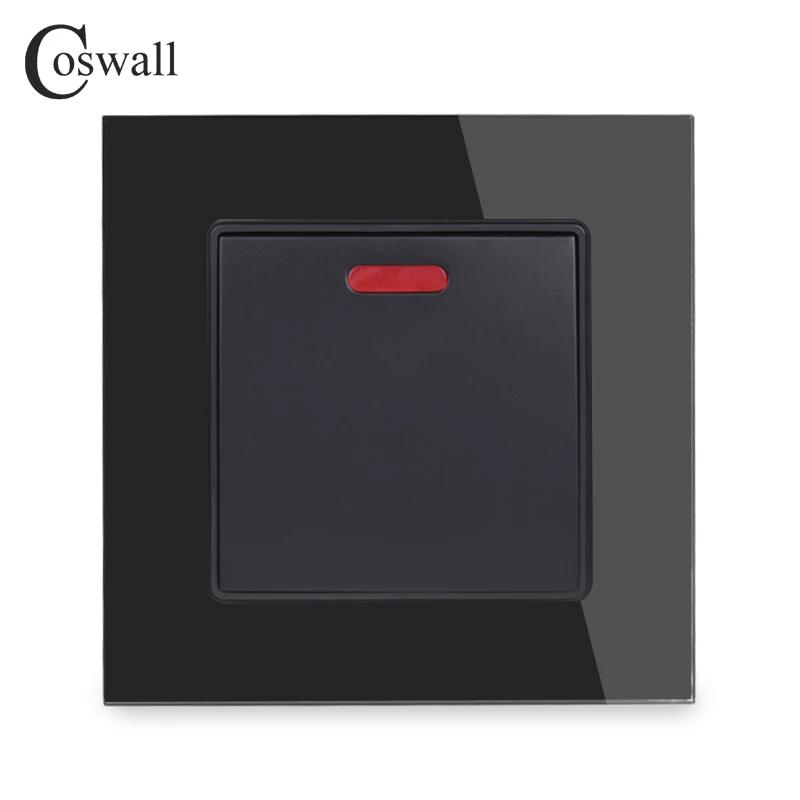 COSWALL 20A DP Switch With Neon Crystal Glass Panel For Water Heater On / Off Wall Switch For Air Conditioner