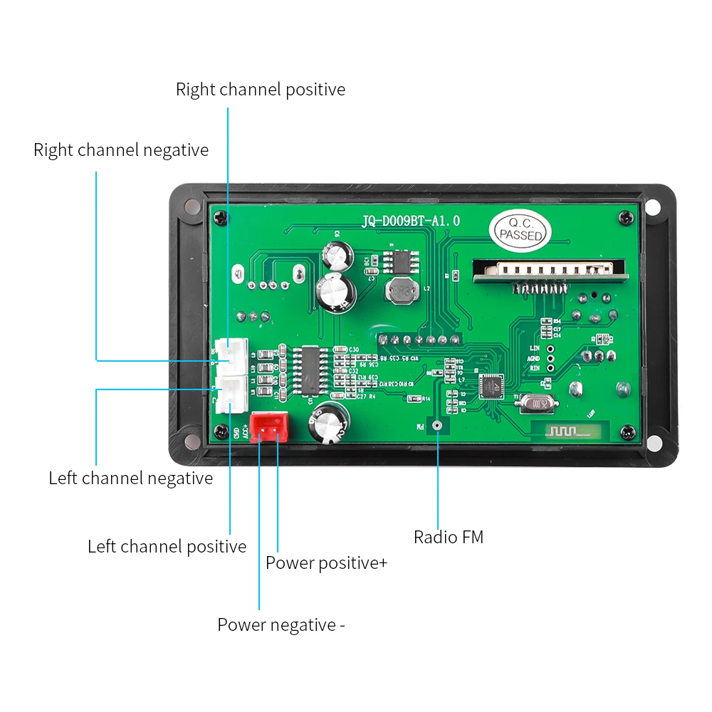 2x40W Amplifier 5V-26V MP3 Player Bluetooth 5.0 Decoder Board Car FM Radio Module Support TF USB AUX 3.5 WAV Call Recording