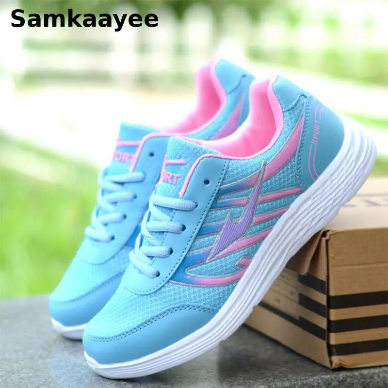 Zapatillas de deporte de talla 35-40 para Mujer, Zapatillas de malla para Mujer, Zapatos vulcanizados con cordones, Tenis con letras, Zapatos mixtos Y33