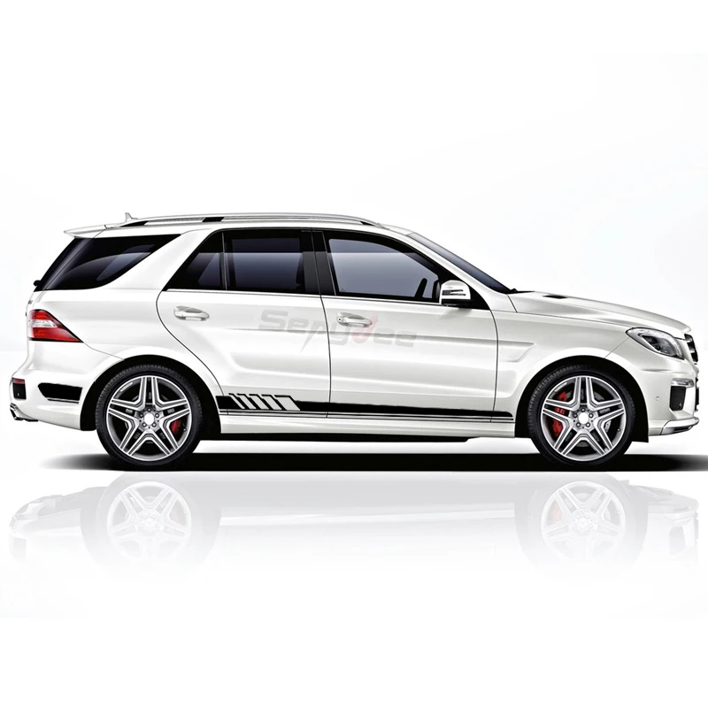 2pcs Car Side Stickers Body Stripes Vinyl Decal For Mercedes Benz ML Class W163 W164 W166 ML63 AMG ML320 ML350 Car Accessories