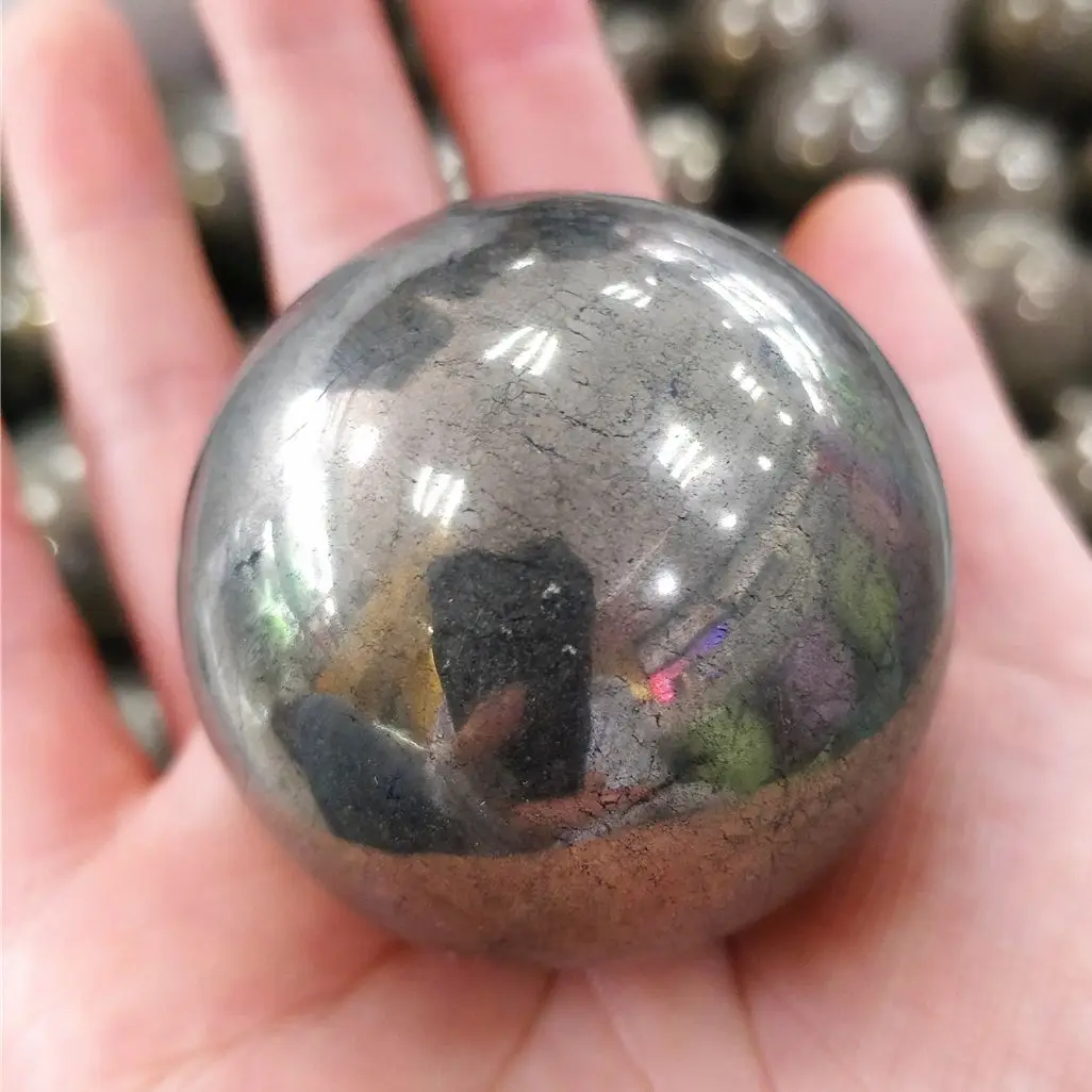 Solid Chalcopyrite Iron Pyrite Natural Polished Quartz Mineral Ore Sphere Balls Collecting Desk Furnishings Decor God Of Wealth