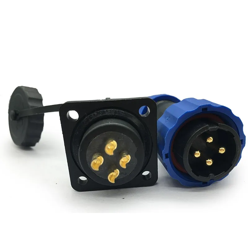 

SD20 20mm 2/3/4/5/6/7/9 Pin 4P Square Flange Waterproof Aviation Connector Plastic Electrical Circular Plug Socket Straight IP68