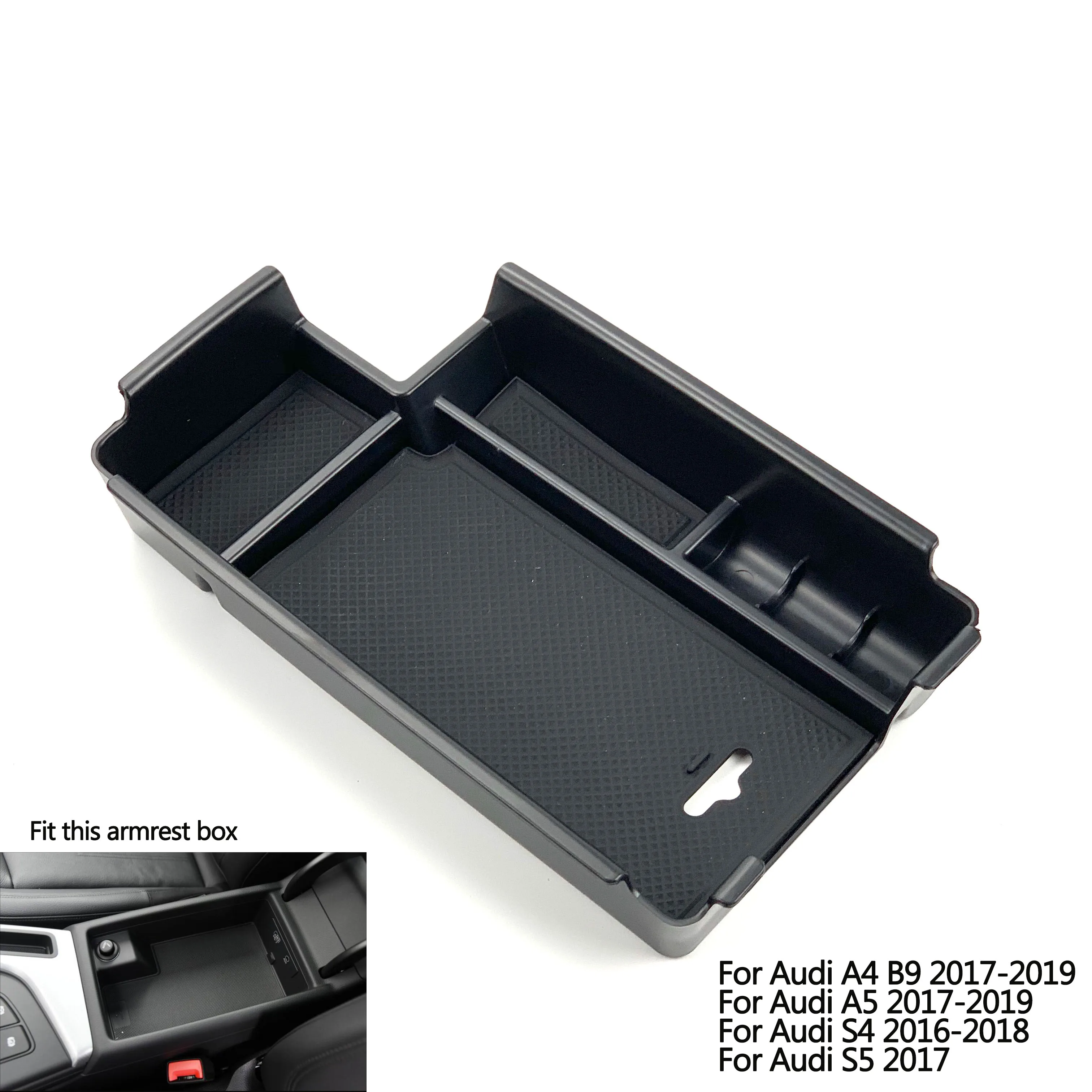 1pc Car Accessories Central Armrest Storage Box For Audi A4 B9 A5 S4 S5  Console Glove Tray Holder Case Container Car Styling