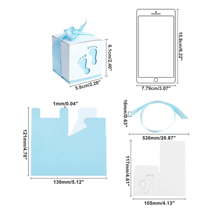 10pcs Newborn Baby Boxes Footprints Candy Packaging