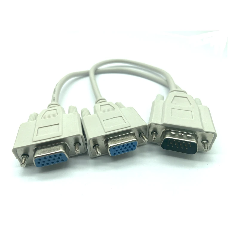 RGB VGA SVGA Male to 2 VGA two HDB15 Female Splitter Adapter extension Cable w/ core VGA splitter adaptor connector converter