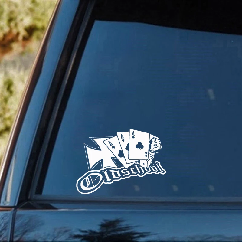 JuYouHui Acessórios Exteriores Decalque Lindo Adesivo de Carro Old School-Humor Logo Mapa Poker Car Styling Decalque Para-choques Decalques de Vinil