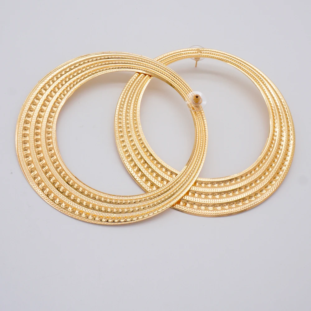 Gold Color Stud Earring Pendant Big Geometric Hoop Earrings For Women Round Circle Earrings Hoops Punk Jewelry 2022