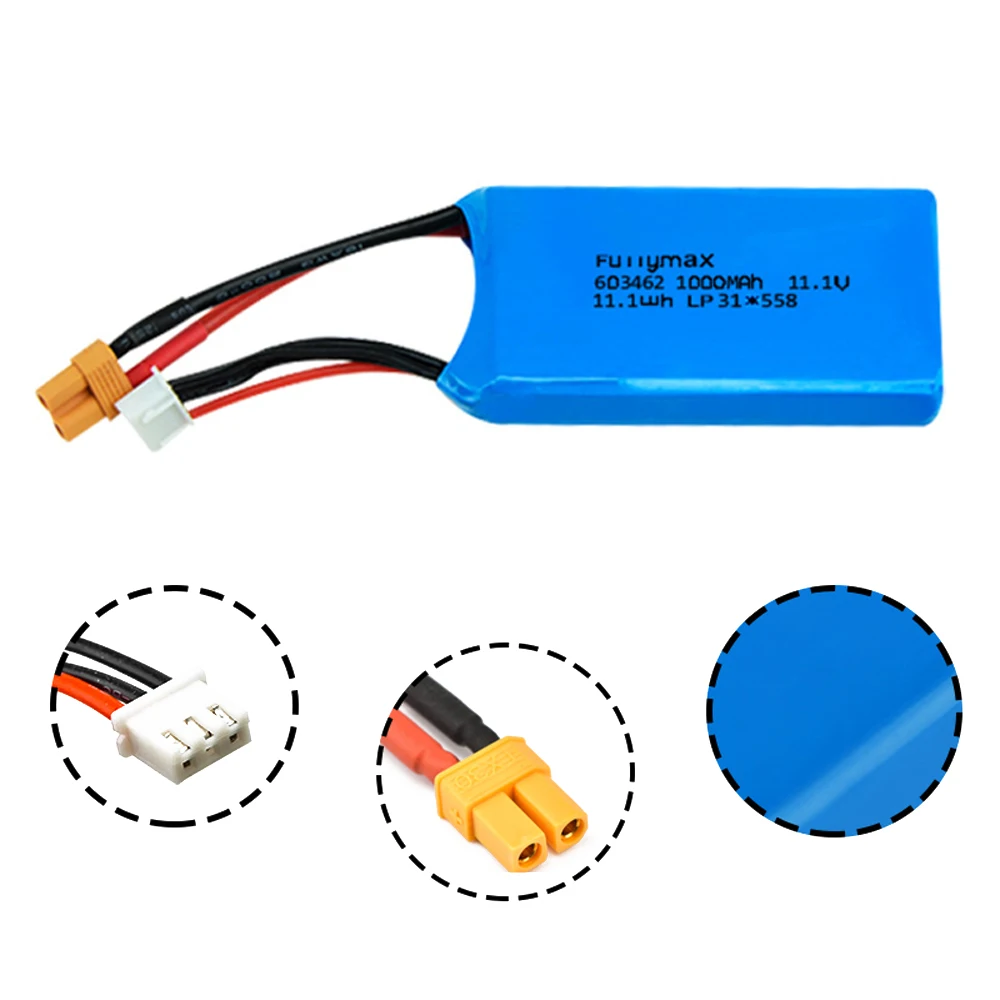 RC Toys Battery  3S 11.1v 1000mAh 1300mAh Lipo Battery for XK X450 FPV RC Drone Spare Parts 3S Rechargeable Battery XT30 plug