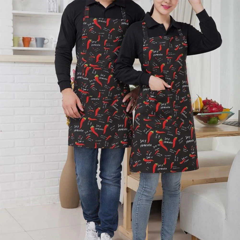 1pcs Kitchen Aprons Polyester Adjustable Adult Chili Apron Hotel Restaurant Chef Waiter Kitchen Cooking Apron With 2 Pockets