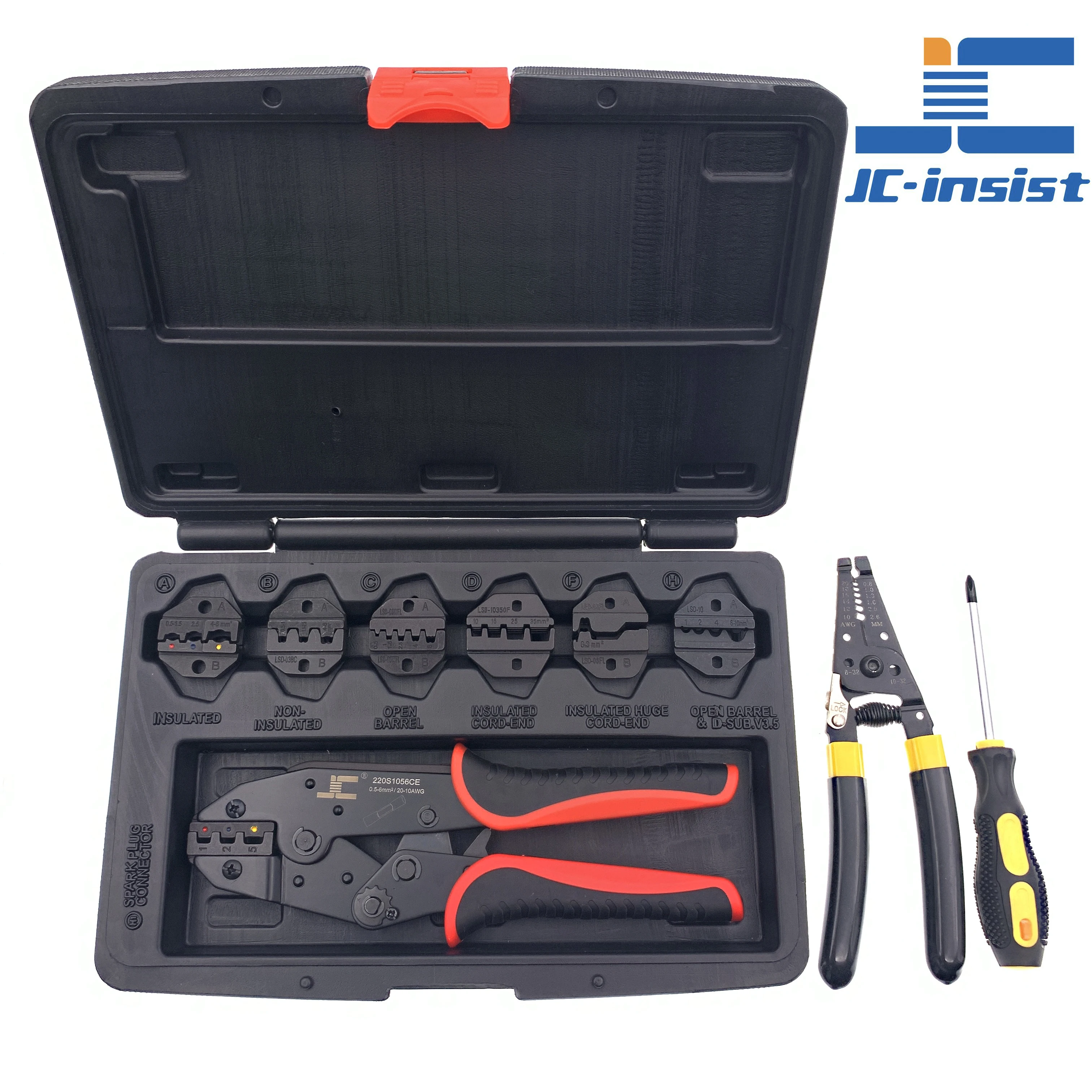 เปลี่ยนขากรรไกรมัลติฟังก์ชั่นชุดเครื่องมือ Crimping Tool Tubular Terminal,Pre-ฉนวนขั้ว,Non-Insulated Terminal