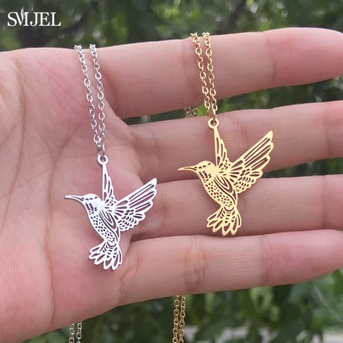 SMJEL 스테인리스강 허밍버드 목걸이 및 펜던트, 야생 동물 목걸이, 귀여운 독수리, 피닉스, 제비, 새 목걸이 목걸이