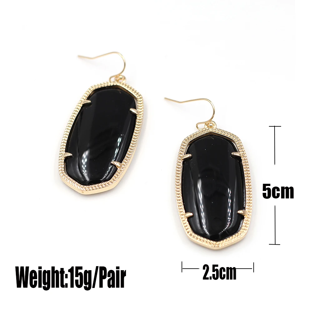 Summer Euramerican Trendy Hyperbole Big Oval Inlay Multicolor Resin Dangle Earrings For Women Girls Fashion Jewelry Accessories