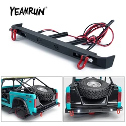 YEAHRUN Metal Rear Bumper with Tow Hook & LED Light for Axial SCX10 III AXI03014 Early Bronco 1/10 RC Crawler Car Model Parts