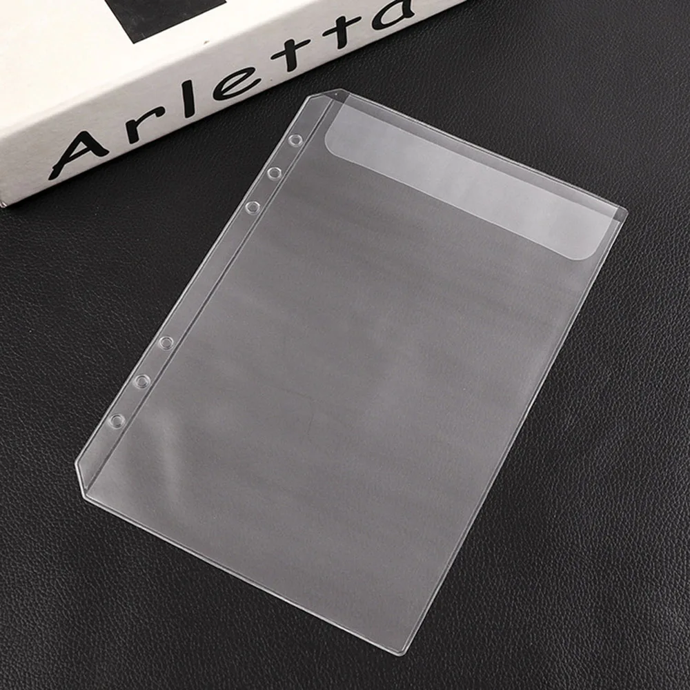 5pcs/Set  A5 A6 Transparent Storage Cards Holder Accessories PVC For Binder Rings Notebook 6 Hole Loose Leaf Filing Storgae Bags