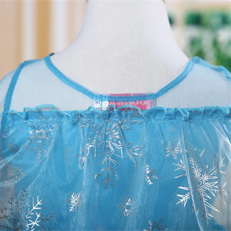 Kids Baby Girl Blue Fancy Dress Frozen Anna Elsa Cosplay Costume Dresses Princess Queen Party Gown Tulle Dresses 4-8 Years