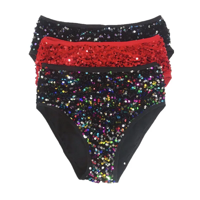 Bar Nightclub Stage Glitter Sequins Hot Pants Elastic Mid-waist Half Wrap Hips Shorts DJ Singer Dancer Team Performance Costume