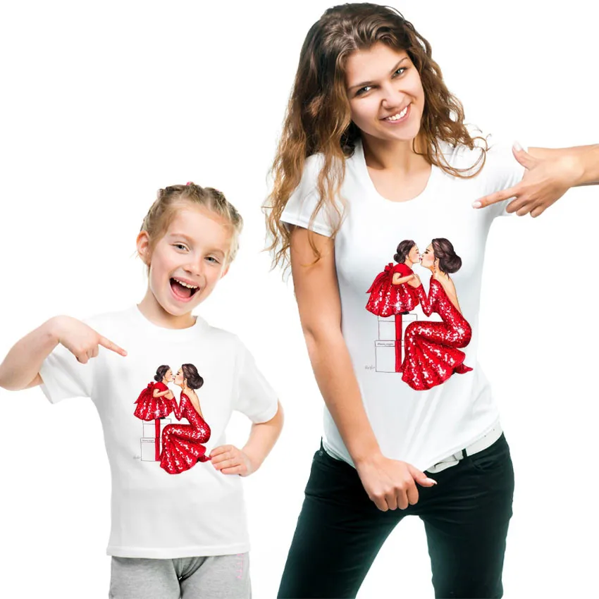 kid t shirt Mommy and Me Family Matching Mother Daughter Harajuku T-shirts  Korean Fashion Super Mama Female&kids T Shirts